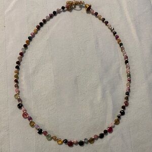 Genuine watermelon tourmaline Beaded Necklace